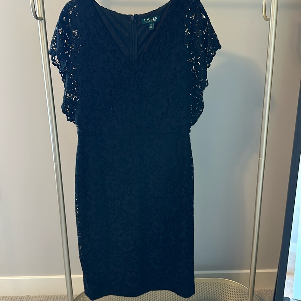 Lauren By Ralph Lauren Black Lace Dress